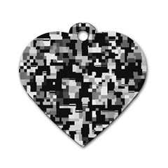 Background Noise In Black & White Dog Tag Heart (one Sided) 