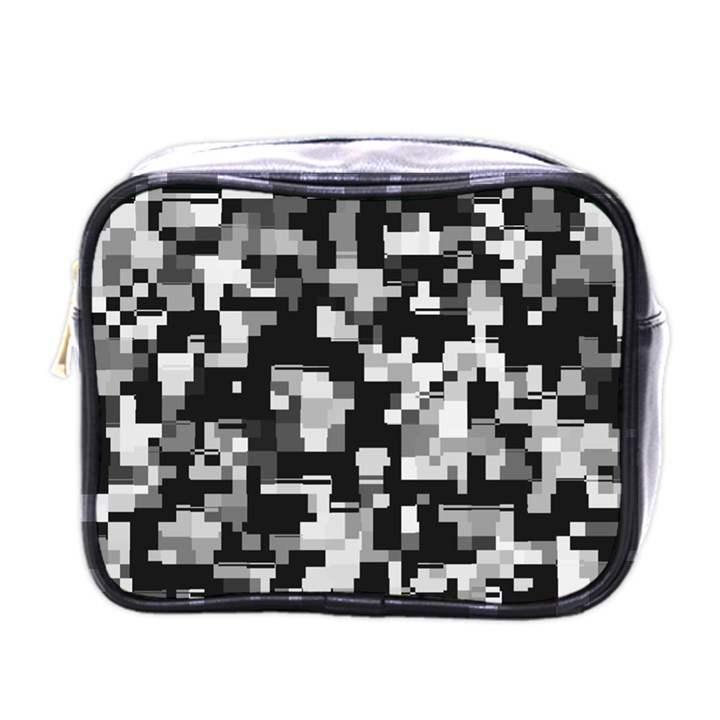 Background Noise In Black & White Mini Travel Toiletry Bag (One Side)