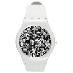 Background Noise In Black & White Plastic Sport Watch (medium)