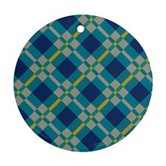 Squares And Stripes Pattern Ornament (round) by LalyLauraFLM