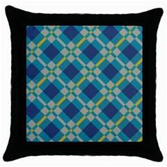 Squares And Stripes Pattern Throw Pillow Case (black) by LalyLauraFLM