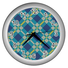 Squares and stripes pattern Wall Clock (Silver)