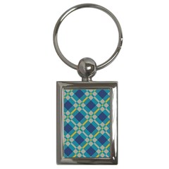 Squares And Stripes Pattern Key Chain (rectangle) by LalyLauraFLM