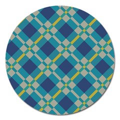 Squares And Stripes Pattern Magnet 5  (round) by LalyLauraFLM