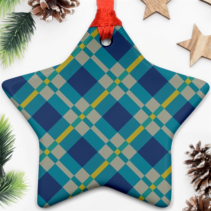 Squares and stripes pattern Star Ornament (Two Sides)