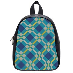 Squares And Stripes Pattern School Bag (small) by LalyLauraFLM