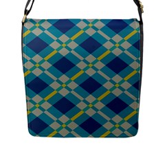 Squares And Stripes Pattern Flap Closure Messenger Bag (large) by LalyLauraFLM