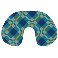 Squares And Stripes Pattern Travel Neck Pillow by LalyLauraFLM