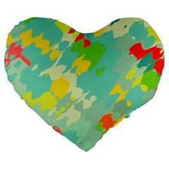 Smudged Shapes Large 19  Premium Heart Shape Cushion