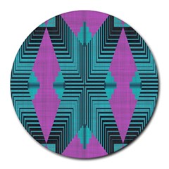 Tribal Purple Rhombus Round Mousepad by LalyLauraFLM