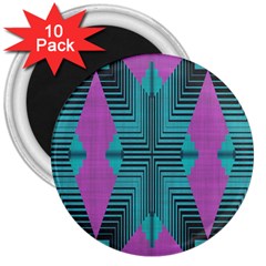 Tribal Purple Rhombus 3  Magnet (10 Pack) by LalyLauraFLM