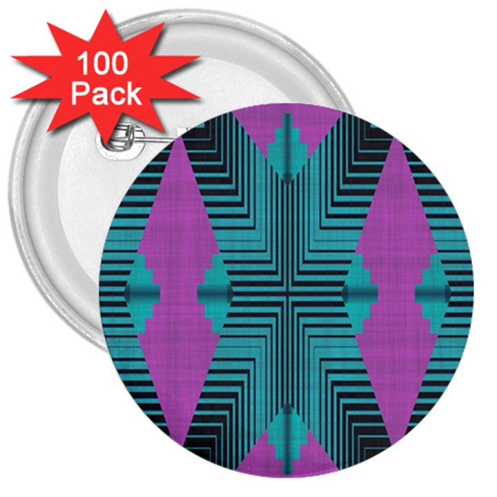 Tribal purple rhombus 3  Button (100 pack)