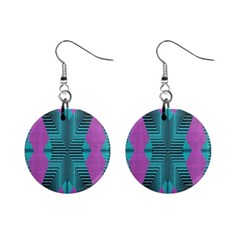 Tribal Purple Rhombus 1  Button Earrings