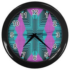 Tribal Purple Rhombus Wall Clock (black) by LalyLauraFLM