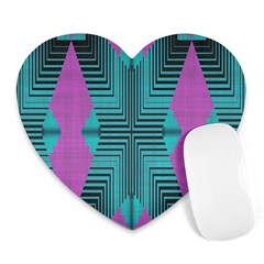 Tribal Purple Rhombus Heart Mousepad