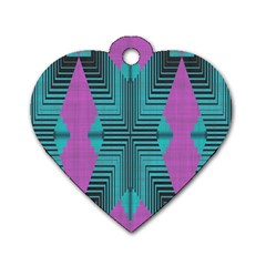 Tribal Purple Rhombus Dog Tag Heart (one Side)