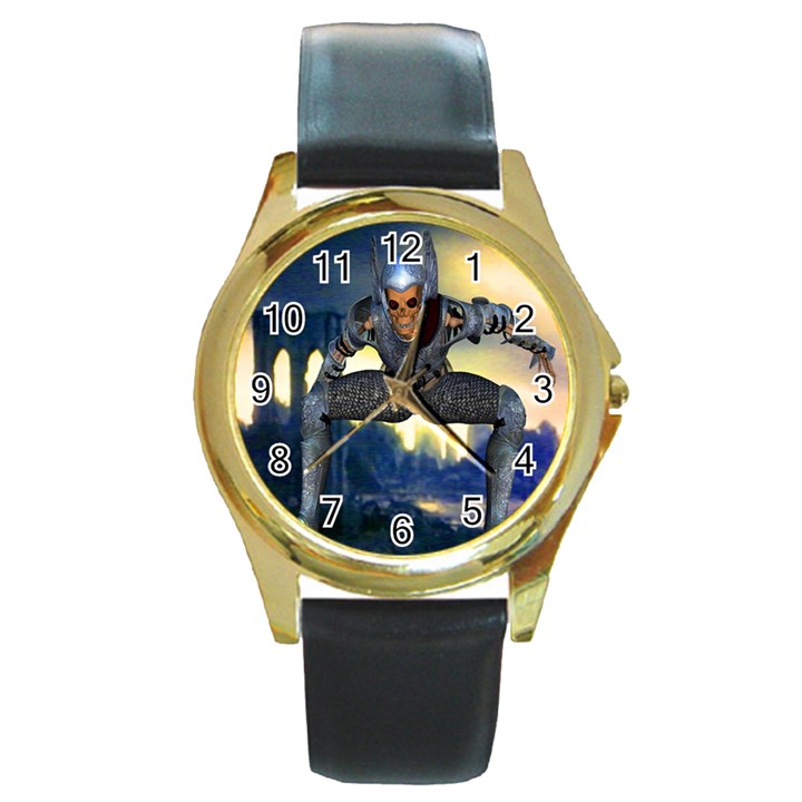 Wasteland Round Leather Watch (Gold Rim) 