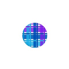 Blue & Purple Gingham Plaid 1  Mini Button Magnet by StuffOrSomething