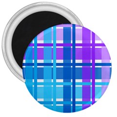 Blue & Purple Gingham Plaid 3  Button Magnet