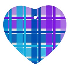 Blue & Purple Gingham Plaid Heart Ornament by StuffOrSomething