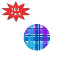 Blue & Purple Gingham Plaid 1  Mini Button (100 Pack) by StuffOrSomething