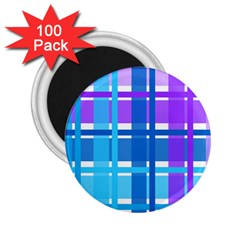 Blue & Purple Gingham Plaid 2 25  Button Magnet (100 Pack)