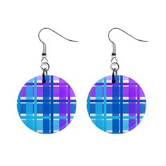 Blue & Purple Gingham Plaid Mini Button Earrings