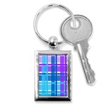 Blue & Purple Gingham Plaid Key Chain (Rectangle) Front