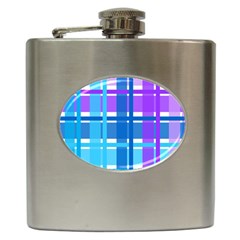 Blue & Purple Gingham Plaid Hip Flask