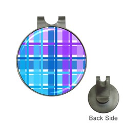 Blue & Purple Gingham Plaid Hat Clip With Golf Ball Marker