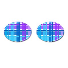 Blue & Purple Gingham Plaid Cufflinks (oval) by StuffOrSomething