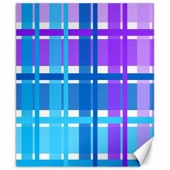 Blue & Purple Gingham Plaid Canvas 8  X 10  (unframed)