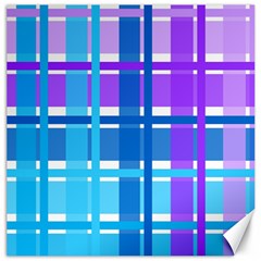 Blue & Purple Gingham Plaid Canvas 16  X 16  (unframed)