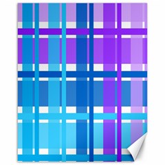 Blue & Purple Gingham Plaid Canvas 16  X 20  (unframed)