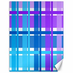 Blue & Purple Gingham Plaid Canvas 18  X 24  (unframed) by StuffOrSomething