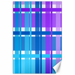 Blue & Purple Gingham Plaid Canvas 20  X 30  (unframed)