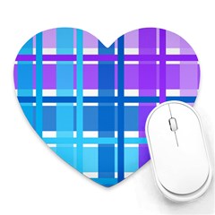 Blue & Purple Gingham Plaid Mouse Pad (heart) by StuffOrSomething