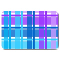 Blue & Purple Gingham Plaid Large Door Mat by StuffOrSomething