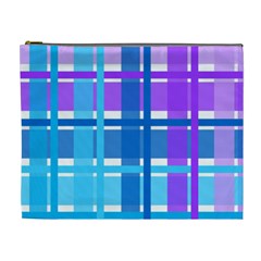 Blue & Purple Gingham Plaid Cosmetic Bag (xl)