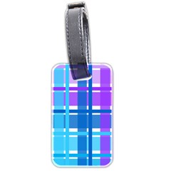 Blue & Purple Gingham Plaid Luggage Tag (two Sides)