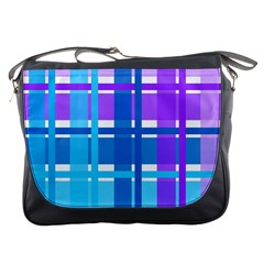 Blue & Purple Gingham Plaid Messenger Bag