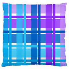 Blue & Purple Gingham Plaid Large Cushion Case (single Sided)  by StuffOrSomething