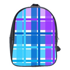 Blue & Purple Gingham Plaid School Bag (xl)