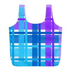 Blue & Purple Gingham Plaid Reusable Bag (l) by StuffOrSomething