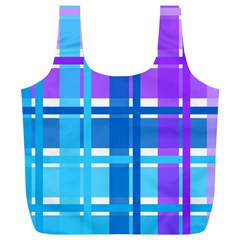 Blue & Purple Gingham Plaid Reusable Bag (xl)