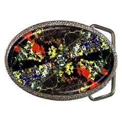 Floral Collage Print Belt Buckle (oval) by dflcprintsclothing