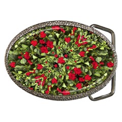 Floral Collage Print Belt Buckle (oval) by dflcprintsclothing