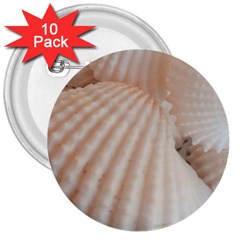 Sunny White Seashells 3  Button (10 Pack) by yoursparklingshop