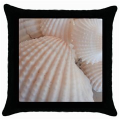 Sunny White Seashells Black Throw Pillow Case by yoursparklingshop