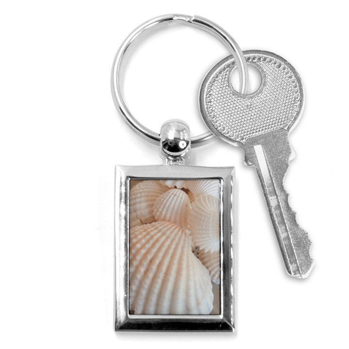 Sunny White Seashells Key Chain (Rectangle)